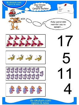 Çocuklar İçin sayı Çalışma Sayfaları 